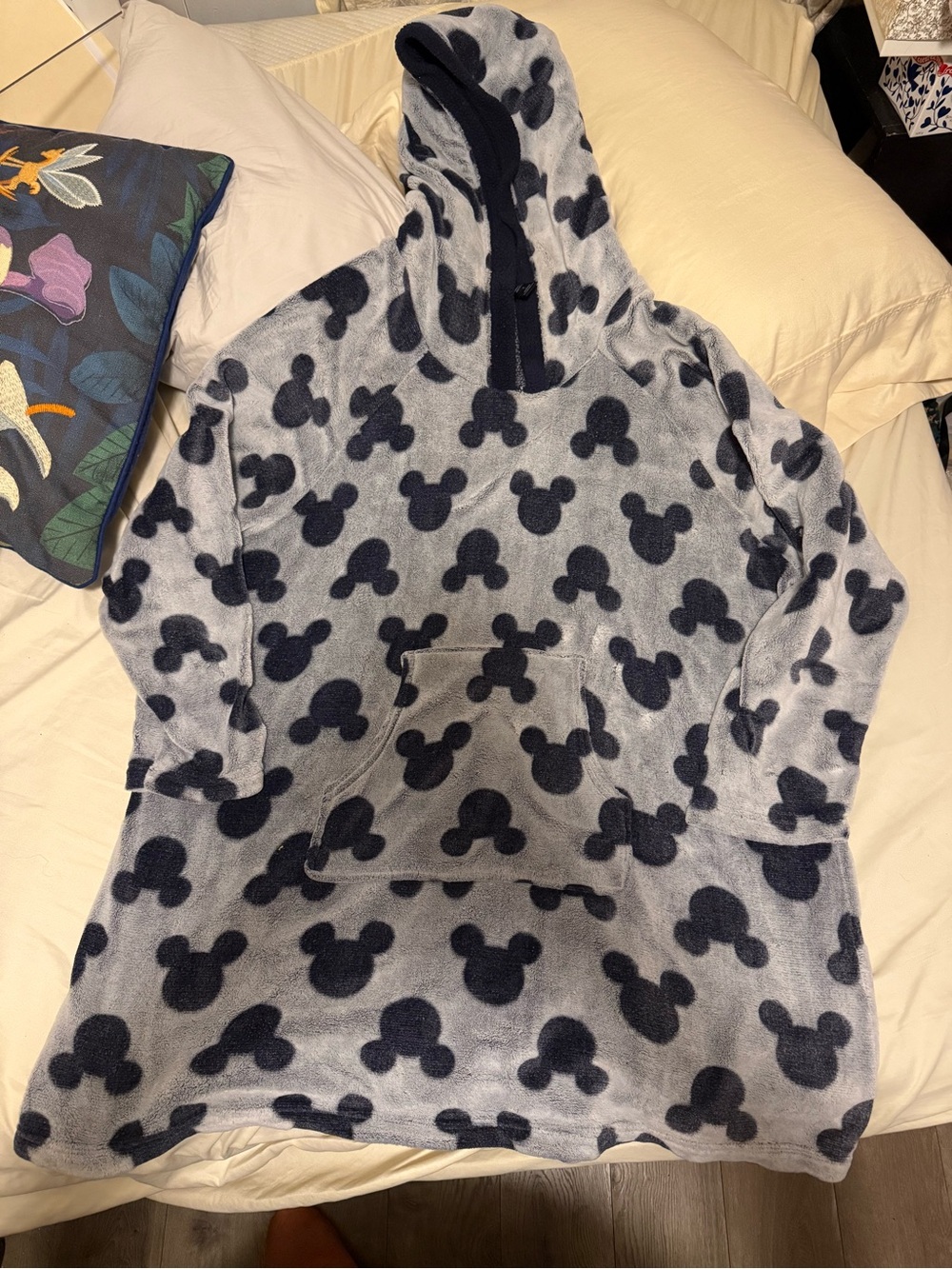 Disney Gray and Navy Mickey Fleece Hoodie Poncho